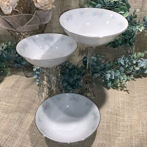 Three Coupe Cereal Bowls China Garden by PRESTIGE FINE CHINA